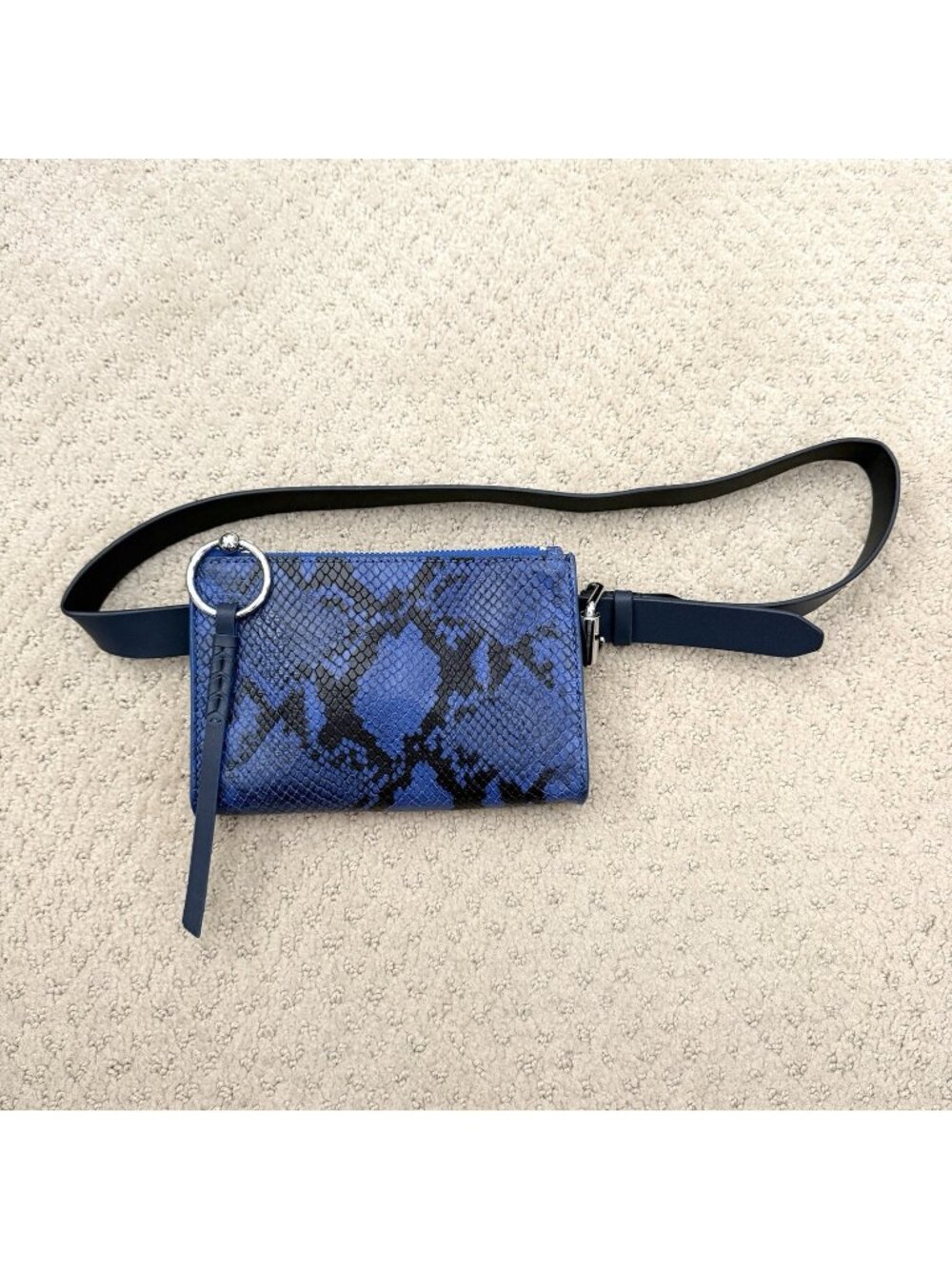 Rebecca Minkoff Blue Snakeskin Textured Leather Belt Bag Adjustable Fanny Pack